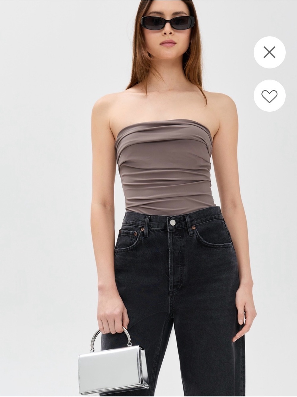 Agolde Gwyneth Thong Bodysuit in Taupe